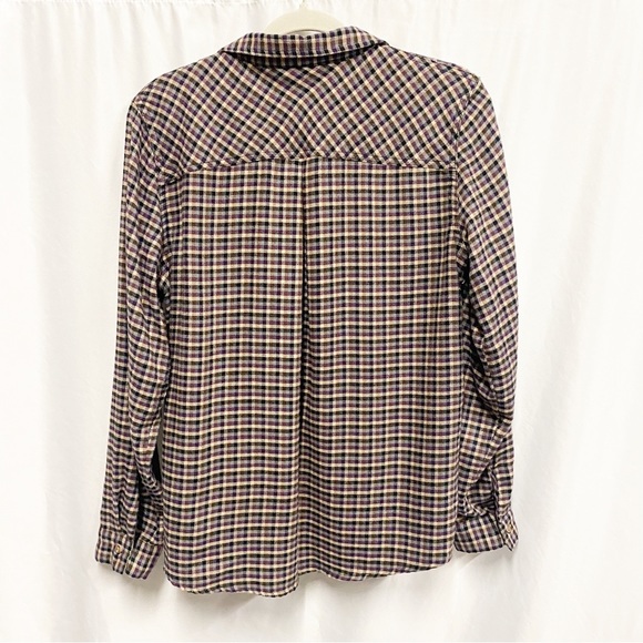 Maurices Purple, Black & Tan Plaid Button Down Flannel Shirt - Picture 4 of 9
